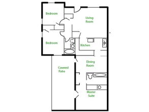 3 Bedroom 2 Bathroom 632 floor plan